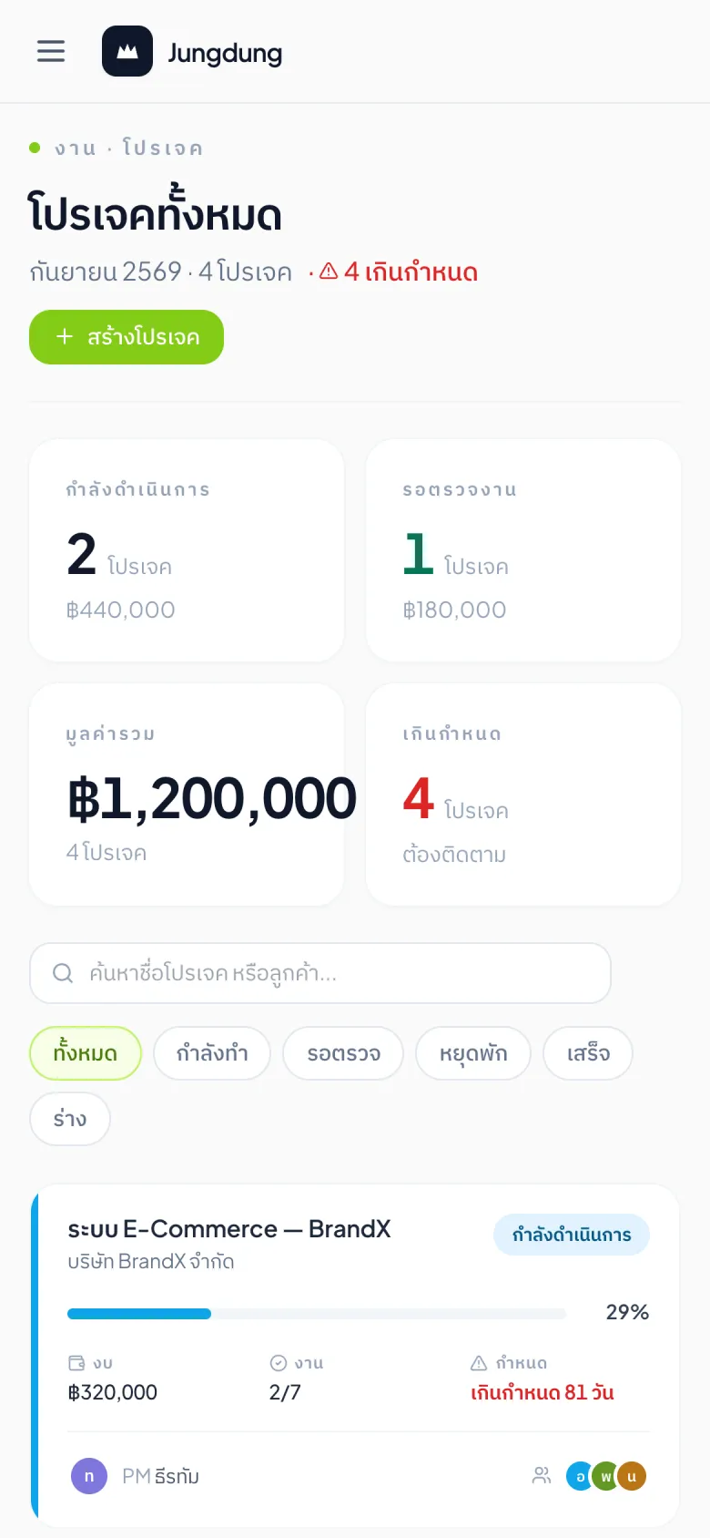 รายการโปรเจคบนมือถือ