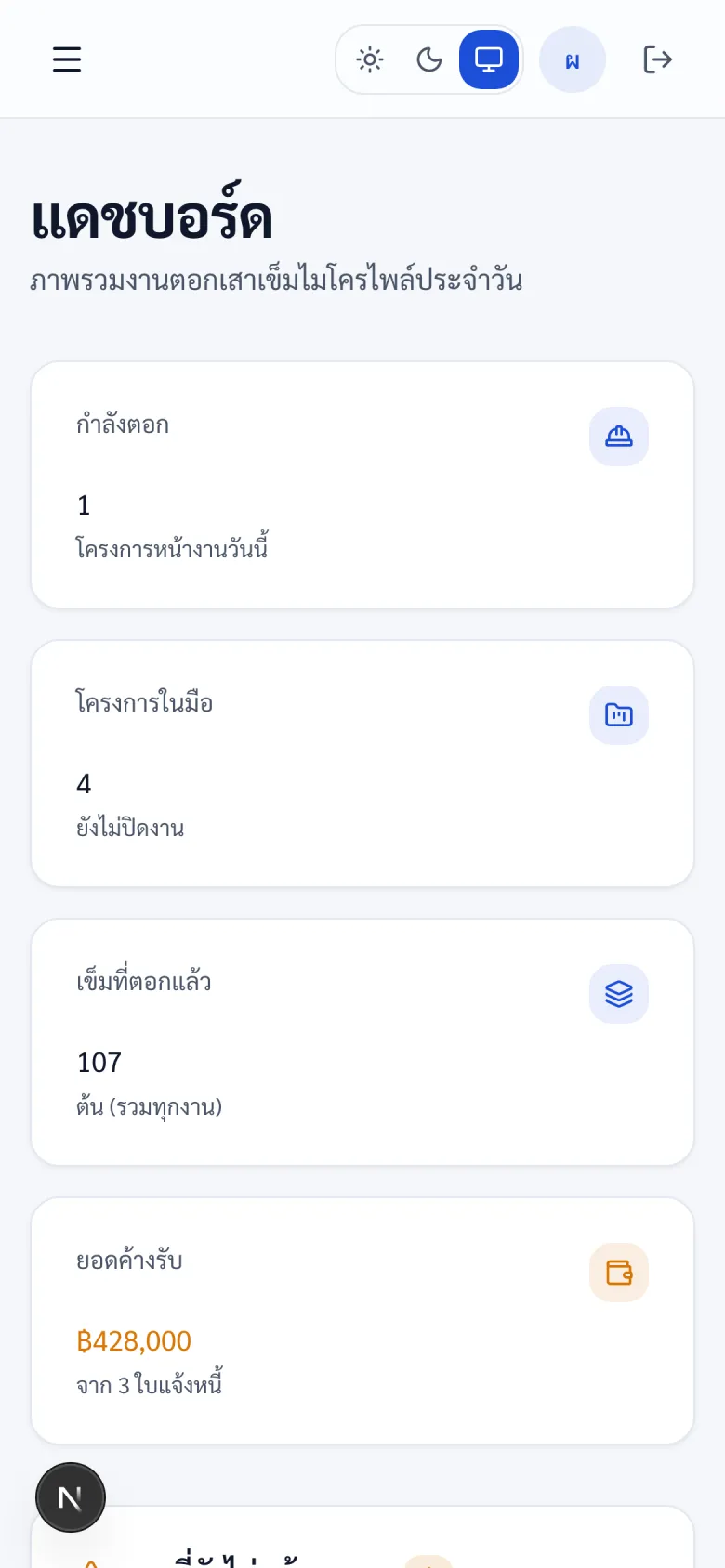 แดชบอร์ดเวอร์ชันมือถือ อ่านง่ายหน้างานแม้จอเล็ก